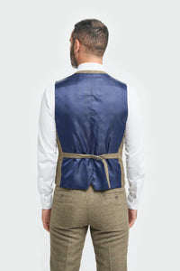 Costume homme en tweed à carreaux vert olive