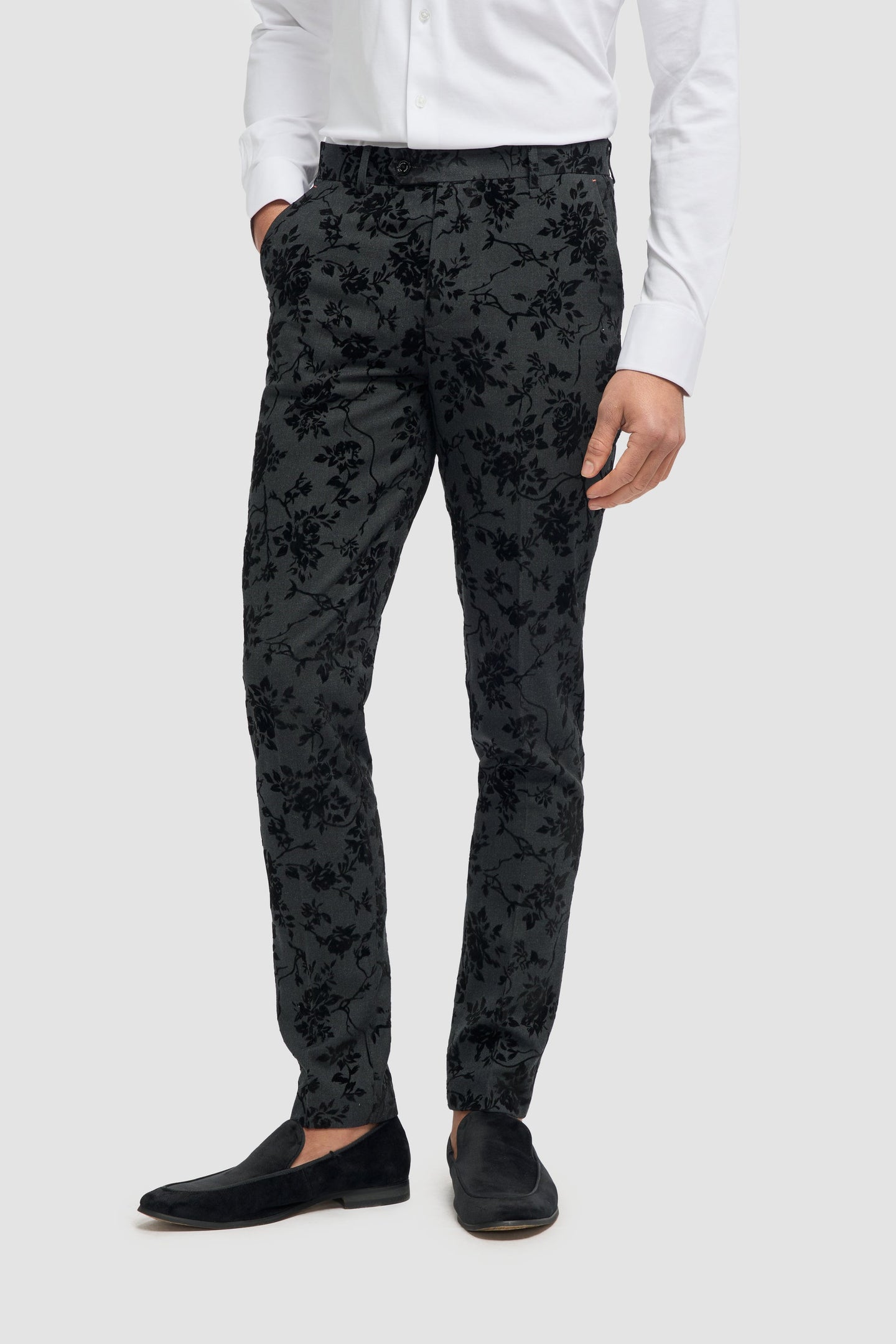 Pantalon noir à fleurs Georgi pour homme