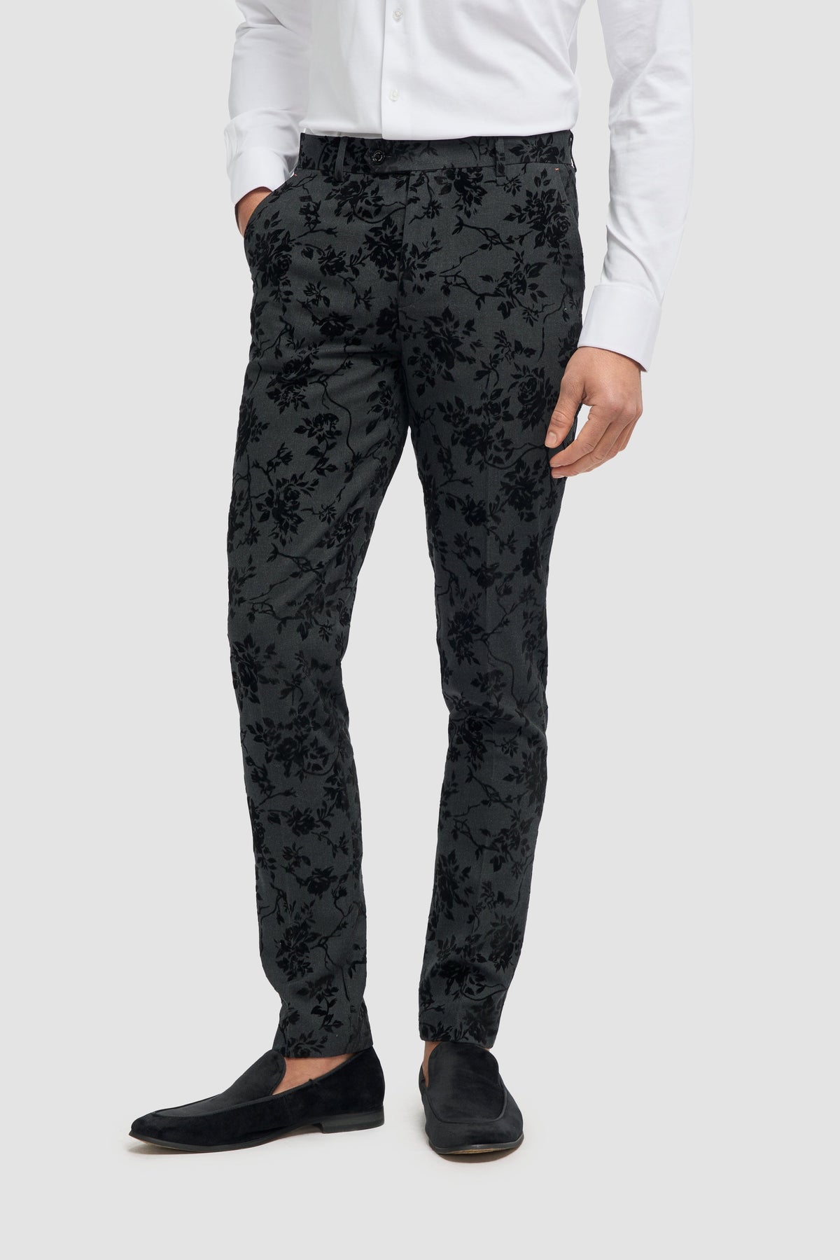 Pantalon noir à fleurs Georgi pour homme