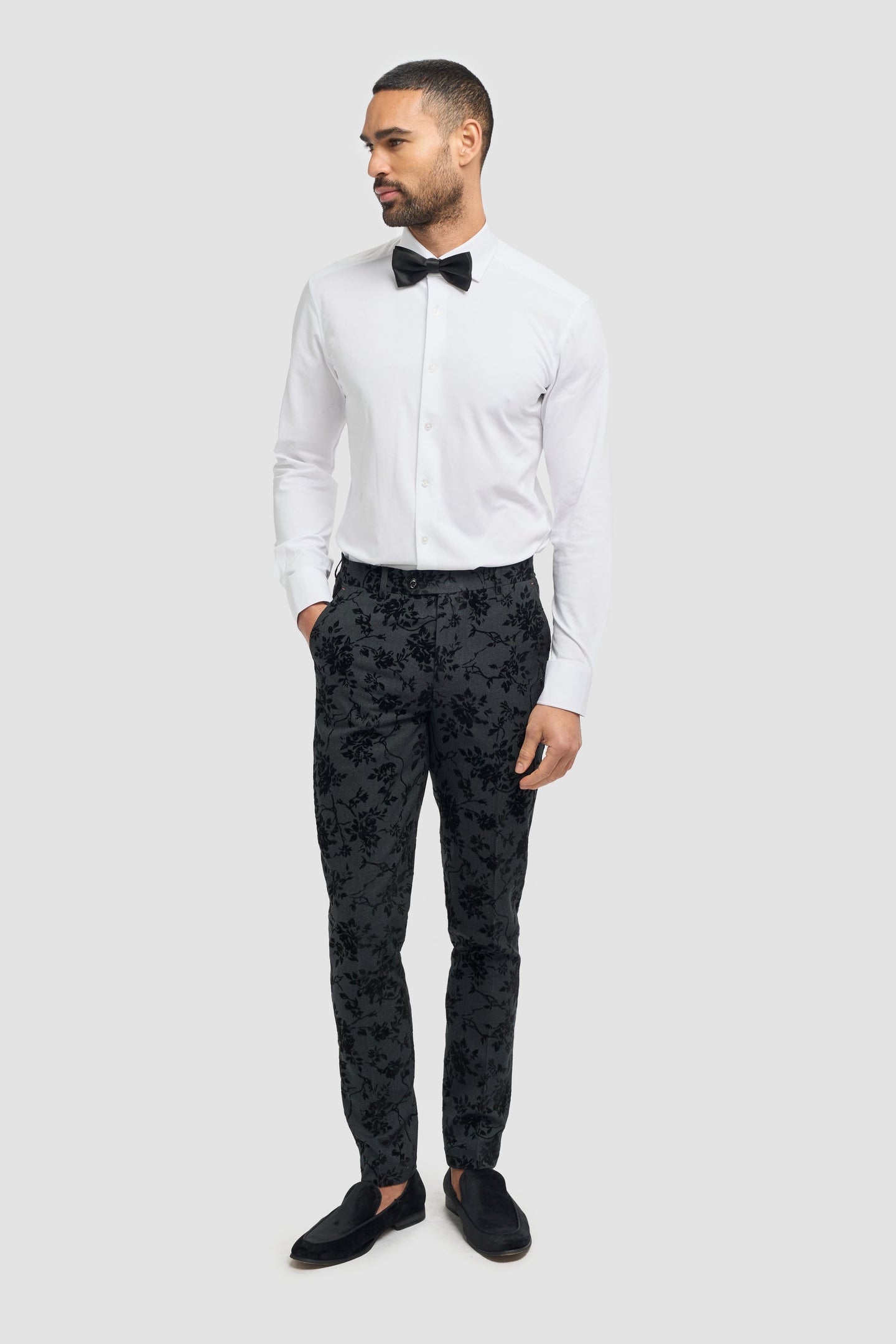 Pantalon noir à fleurs Georgi pour homme