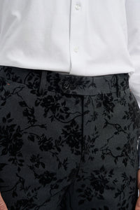 Costume trois pièces en velours noir à motif cachemire pour homme