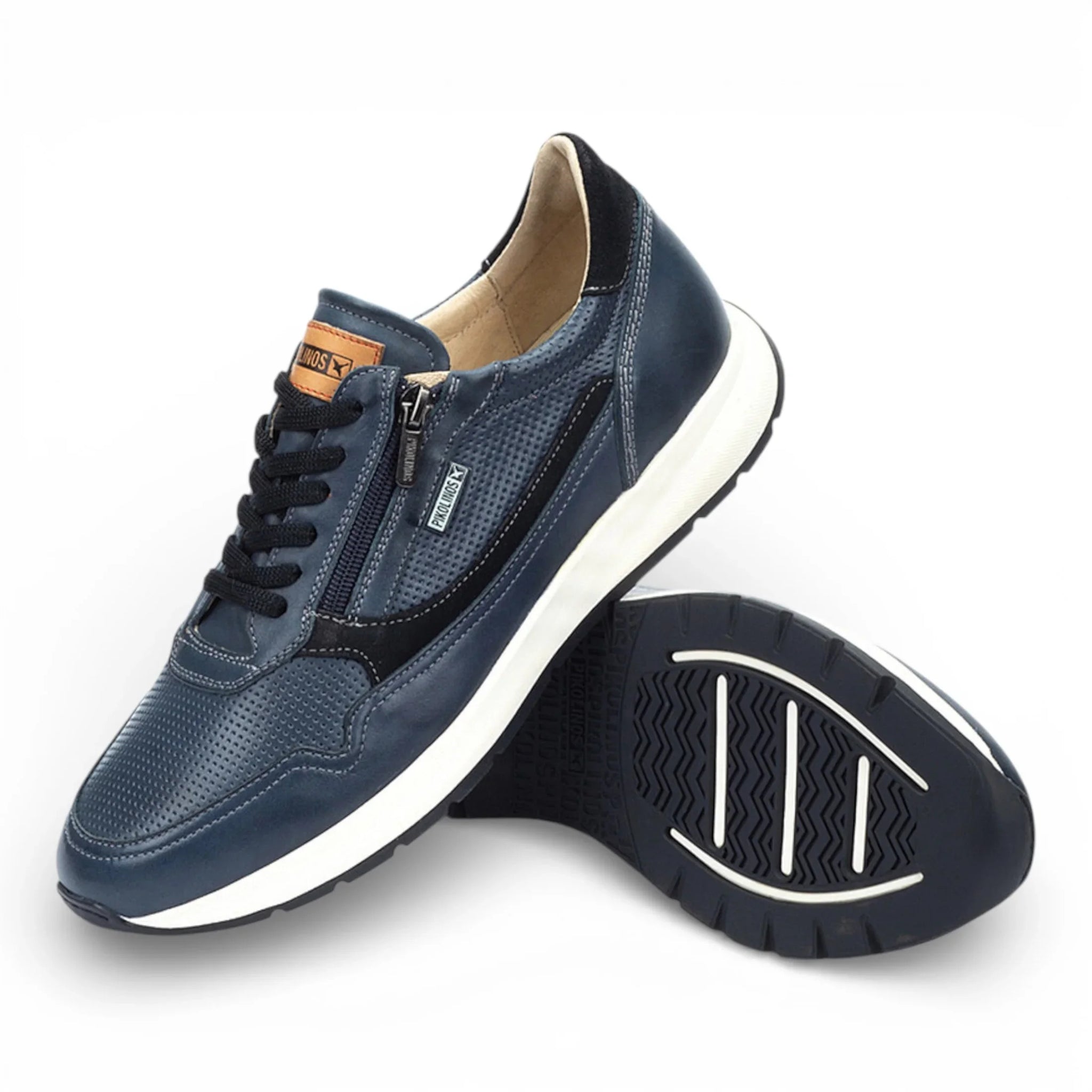 Getafe - Baskets en cuir bleu pour homme, faciles à porter