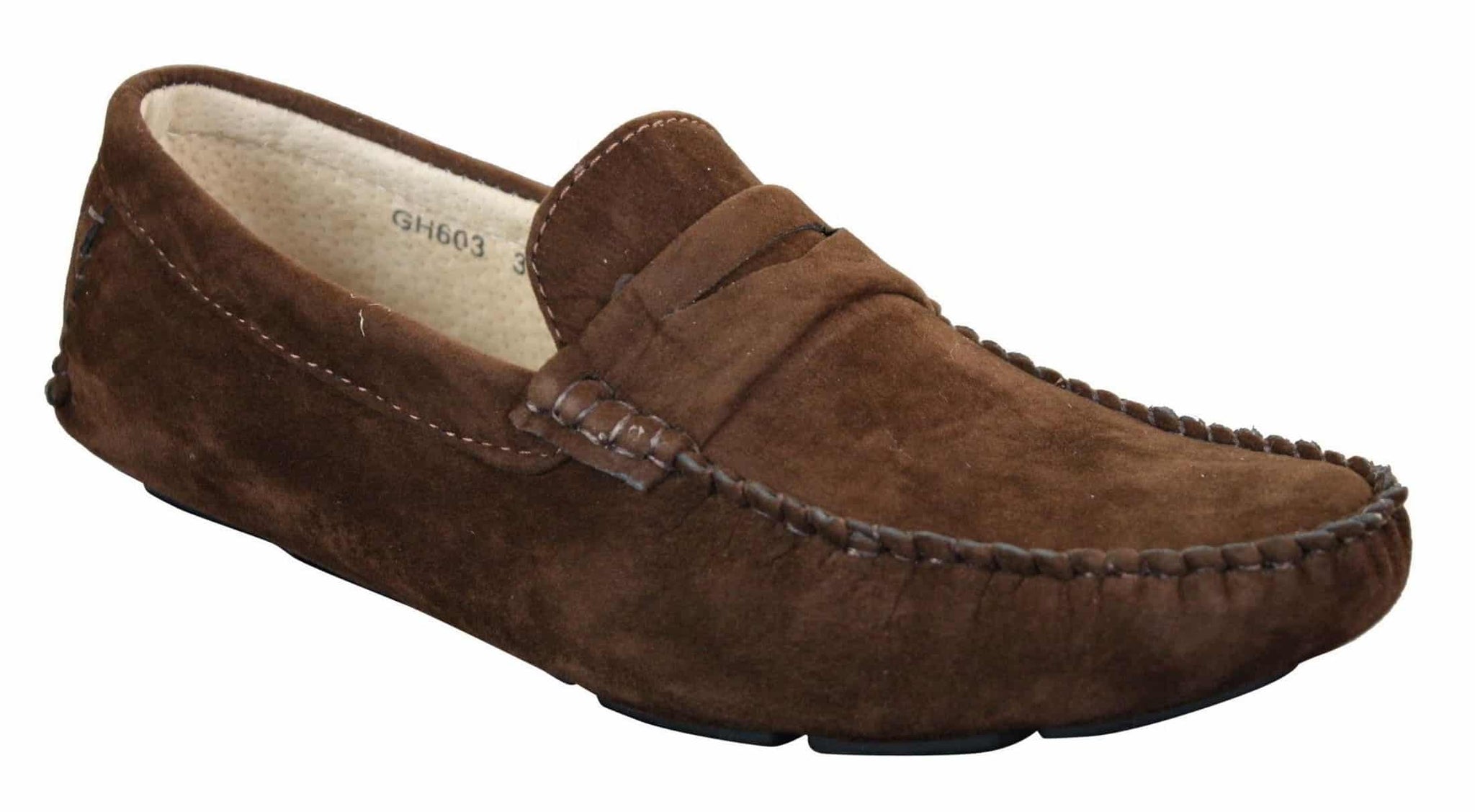 Mens Slip On Suede Leather Shoes Moccasin Loafers Smart Casual Brown Beige