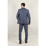 Gisborne Men's 3-Piece Navy Checked Suit with Mustard Accents