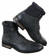 Galax GLX3517 Mens Slim Fit Vintage Retro Sherlock Laced Smart Casual Ankle Boots Leather