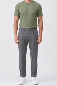 T-shirt classique côtelé vert pour homme