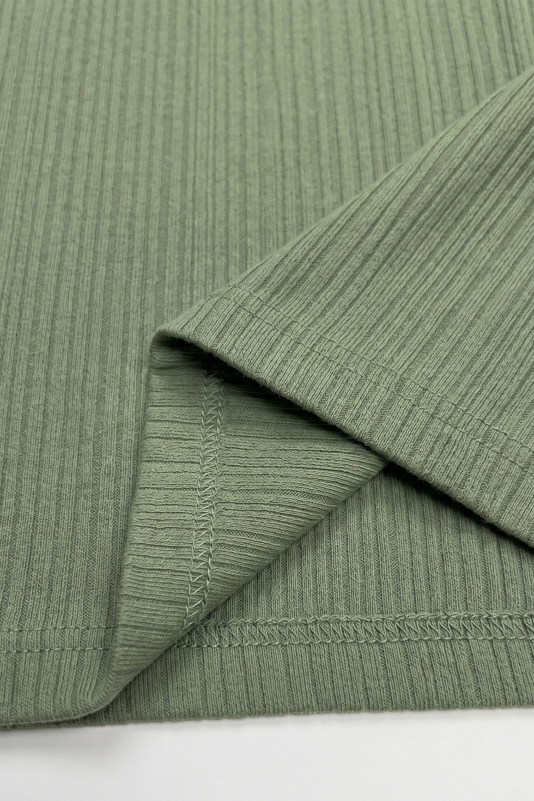 T-shirt classique côtelé vert pour homme