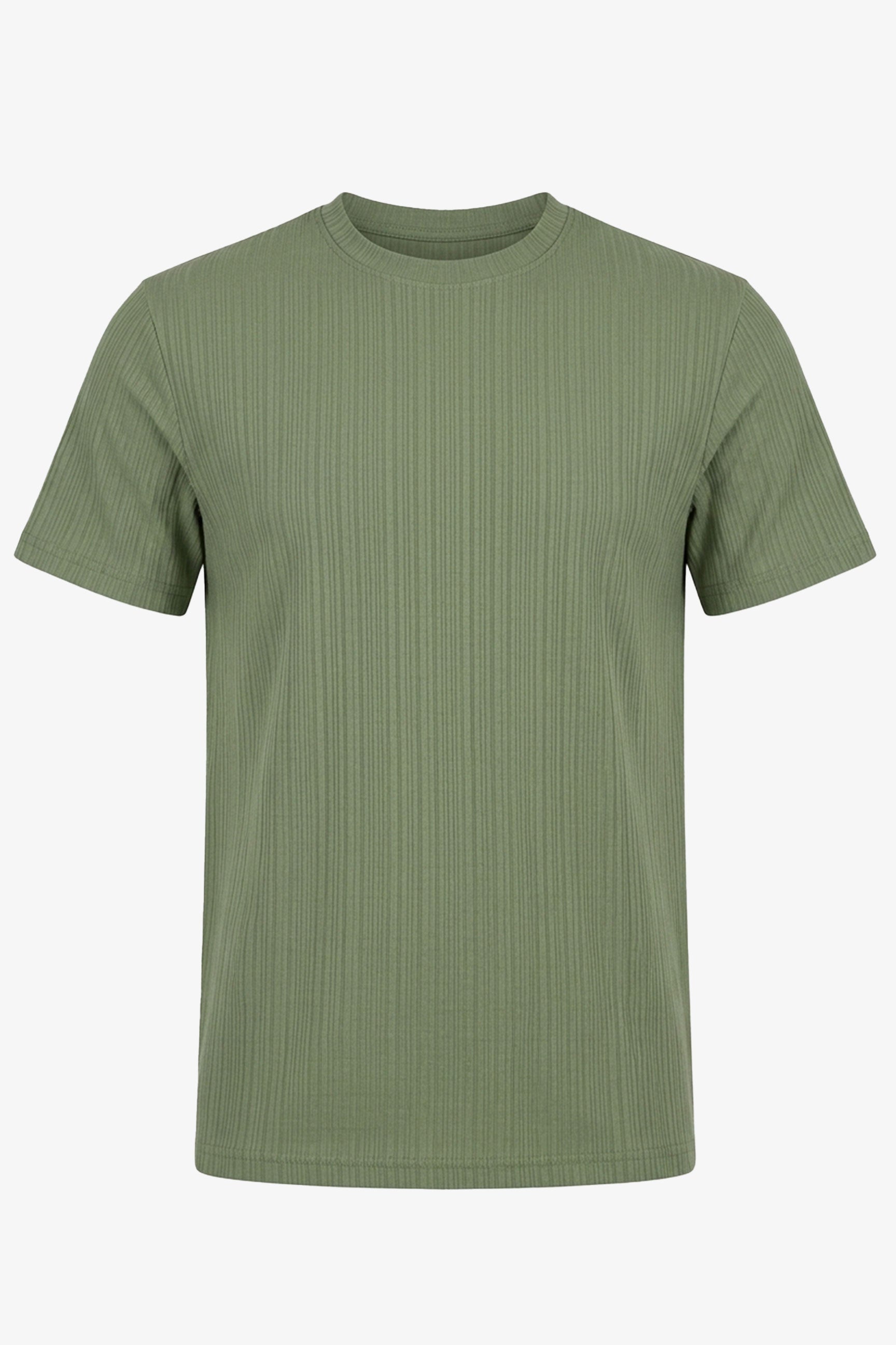 T-shirt classique côtelé vert pour homme