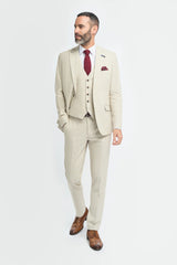 Hampton - Costume trois pièces beige pour homme