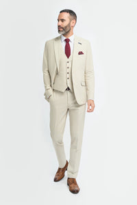 Hampton - Costume trois pièces beige pour homme