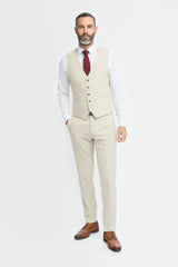 Hampton - Costume trois pièces beige pour homme
