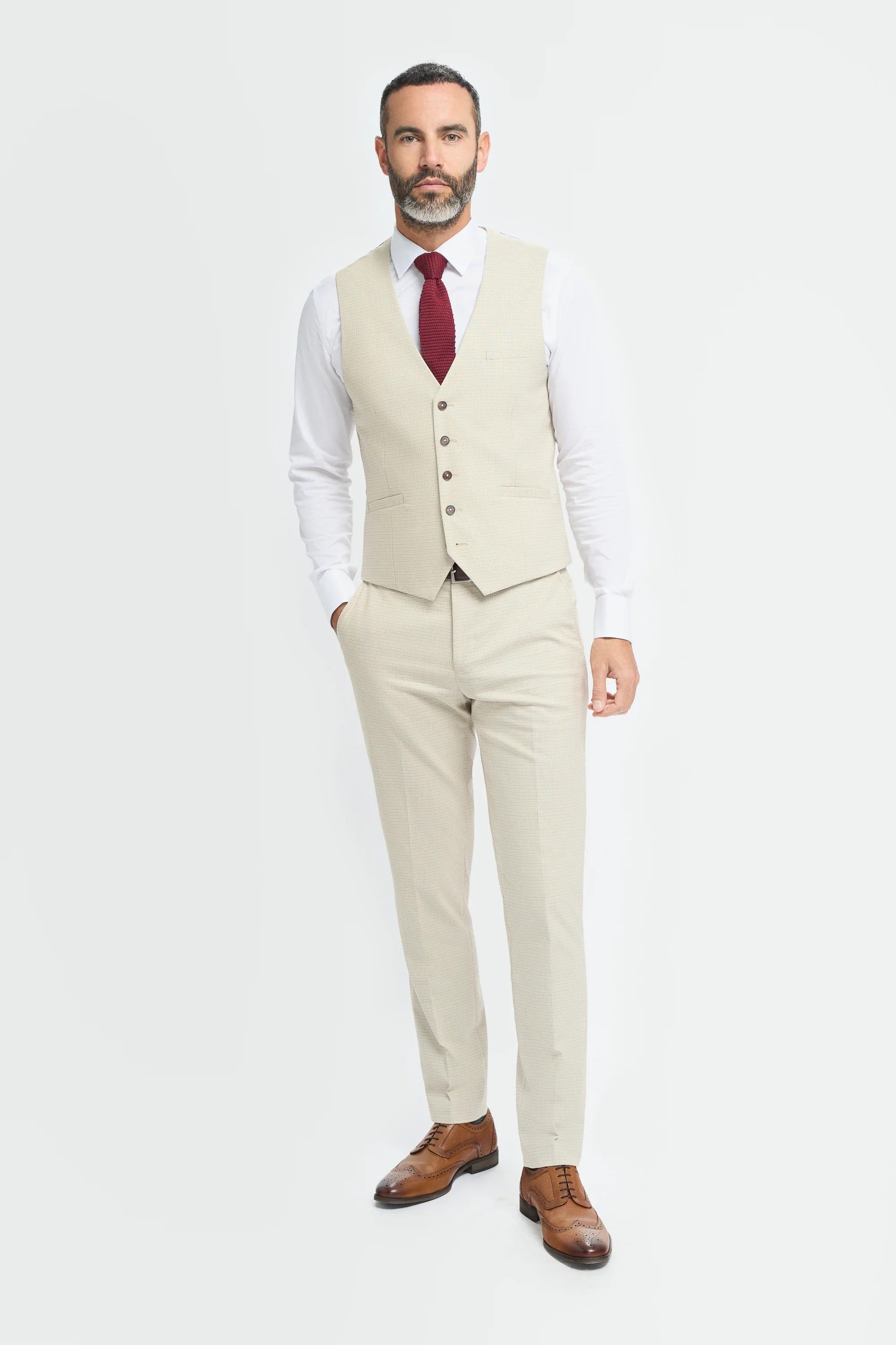 Hampton - Costume trois pièces beige pour homme