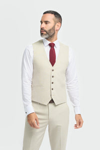 Hampton - Costume trois pièces beige pour homme