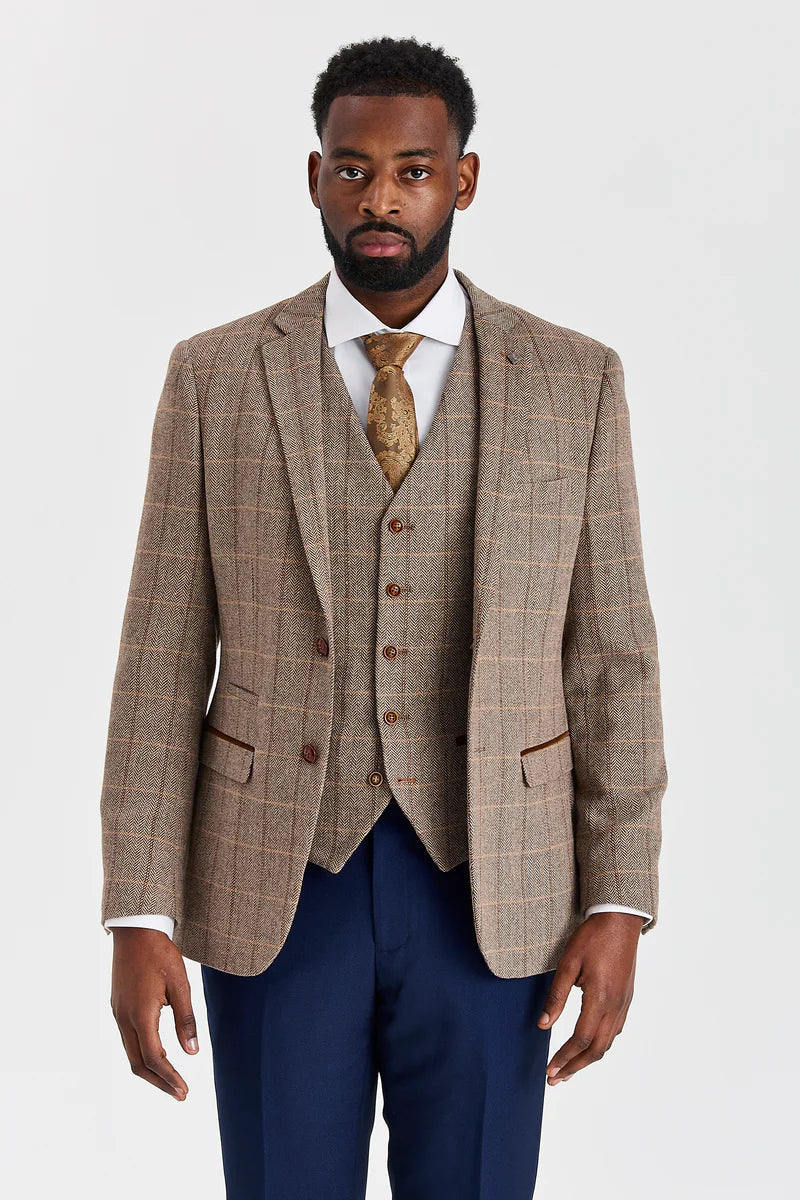 Costume en tweed Harris Brown avec pantalon Mayfair Navy contrastant