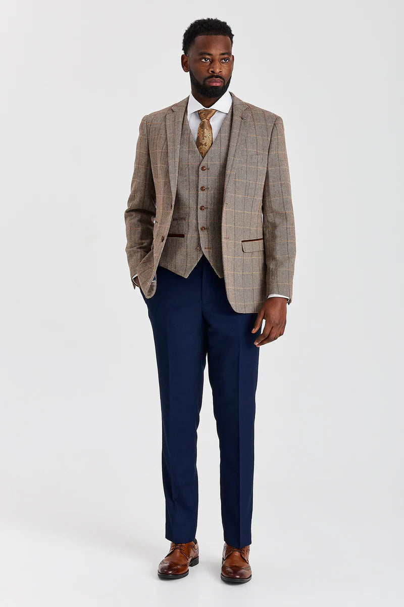 Costume en tweed Harris Brown avec pantalon Mayfair Navy contrastant