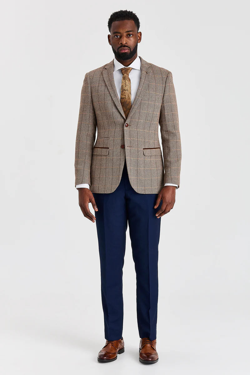 Costume en tweed Harris Brown avec pantalon Mayfair Navy contrastant