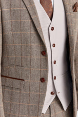 Costume en tweed Harris Brown avec gilet Mayfair Stone