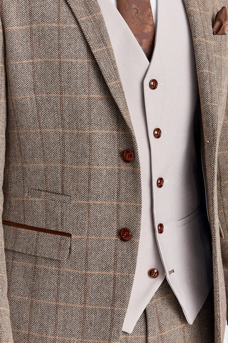 Costume en tweed Harris Brown avec gilet Mayfair Stone