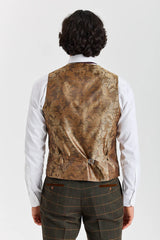 Harris - Costume 3 pièces en tweed vert mélangé laine pour homme