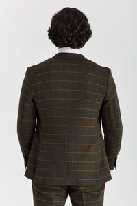 Harris - Costume 3 pièces en tweed vert mélangé laine pour homme