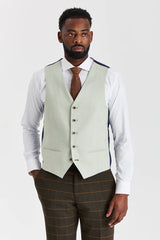 Costume en tweed à carreaux vert Harris avec gilet contrastant sauge Belmont