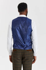 Costume en tweed à carreaux vert Harris avec gilet contrastant sauge Belmont