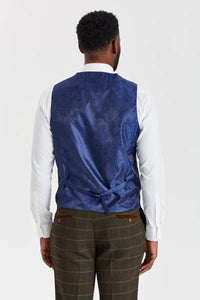 Costume en tweed à carreaux vert Harris avec gilet contrastant sauge Belmont