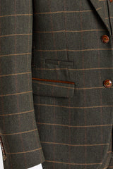 Harris - Blazer en tweed vert à chevrons