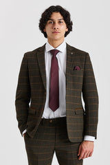 Harris - Blazer en tweed vert à chevrons