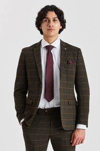 Harris - Blazer en tweed vert à chevrons