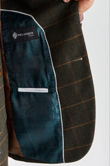 Harris - Blazer en tweed vert à chevrons