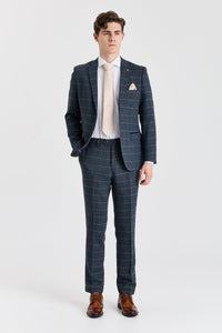 Harris - Costume trois pièces en tweed de laine mélangée bleu marine pour homme