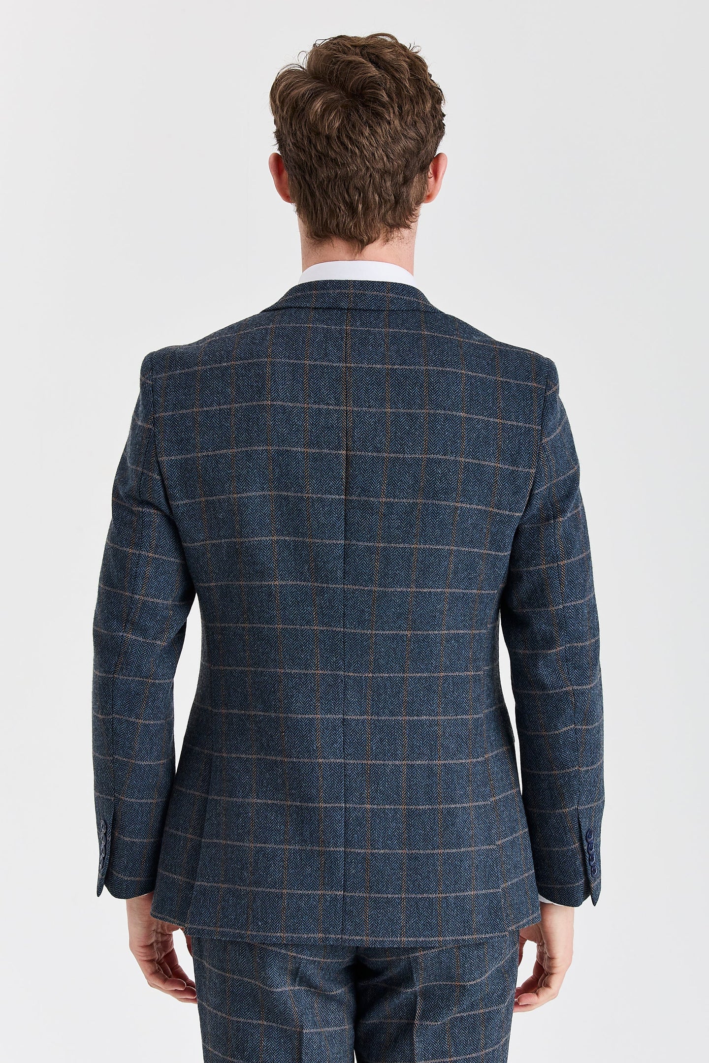 Blazer Harris pour homme en tweed bleu marine mélangé laine