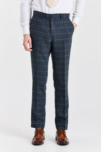 Pantalon Harris pour homme en tweed de laine mélangée bleu marine