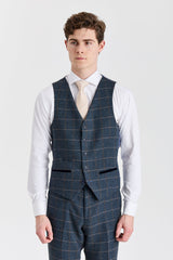 Gilet Harris pour homme en tweed de laine mélangée bleu marine