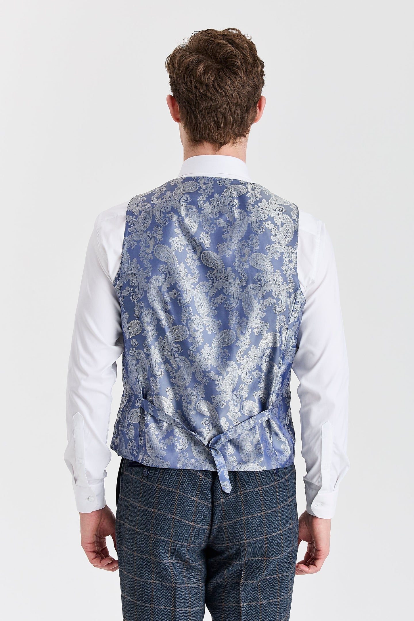 Gilet Harris pour homme en tweed de laine mélangée bleu marine