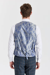 Gilet Harris pour homme en tweed de laine mélangée bleu marine