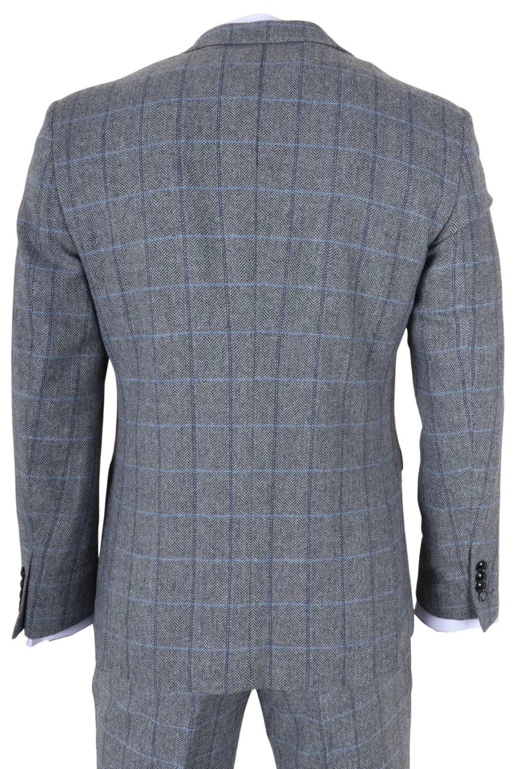 Harris - Costume trois pièces en tweed à chevrons gris pour homme