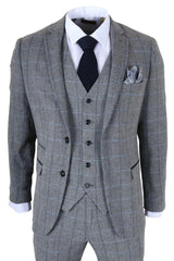 Harris - Costume trois pièces en tweed à chevrons gris pour homme