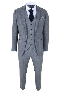 Harris - Costume trois pièces en tweed à chevrons gris pour homme