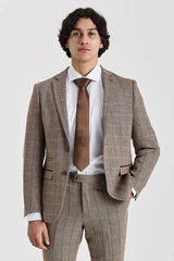 Harris - Blazer en tweed marron à chevrons pour homme