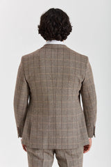 Harris - Blazer en tweed marron à chevrons pour homme