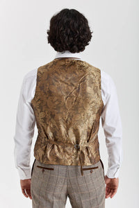 Gilet Harris - Tweed marron à chevrons pour homme