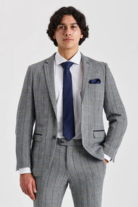 Harris - Blazer en tweed gris à chevrons pour homme