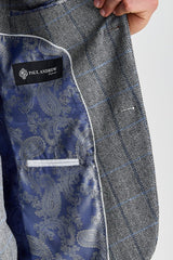 Harris - Blazer en tweed gris à chevrons pour homme
