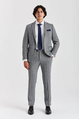 Harris - Blazer en tweed gris à chevrons pour homme