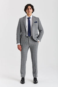 Harris - Blazer en tweed gris à chevrons pour homme