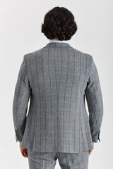 Harris - Blazer en tweed gris à chevrons pour homme