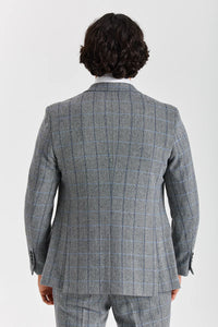 Harris - Blazer en tweed gris à chevrons pour homme