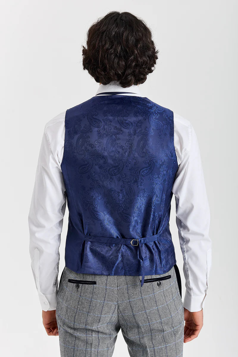 Gilet Harris - Tweed gris à chevrons pour homme
